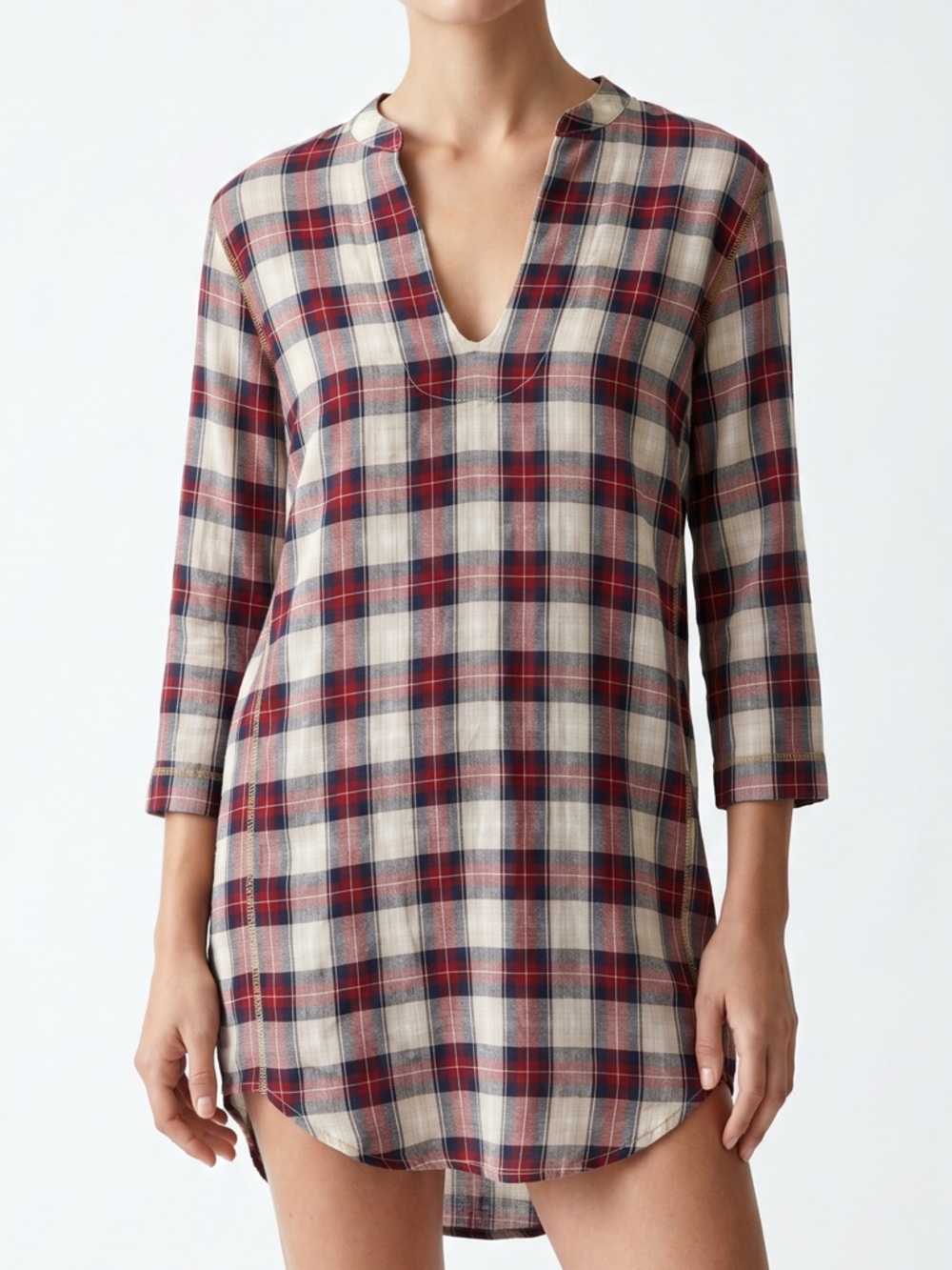 🆕 Sim & Sam Red Plaid Tunic Shirt Dress Lightweight New with Tags Size Small